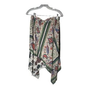 Maeve Cream Handkerchief Hem Skirt with Green & Blue Paisley